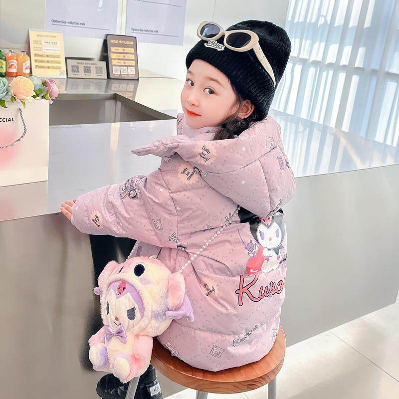 库洛米棉服女童冬装2025新款洋气时髦冬季中长款加厚外套羽绒棉衣