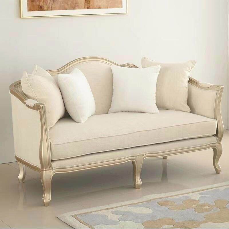 新品美式轻奢实木布艺沙发小户型客厅组合123高档民舍家用三人位