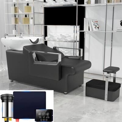 洗头床理发店专用厂家直销半躺式陶瓷盆大盆发廊不锈钢扶手冲头床