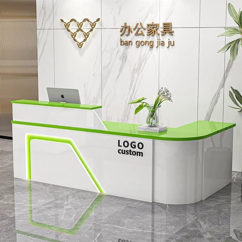 吧台收银台圆弧转角柜台店铺小型理发便利店超市美容院前台接待台