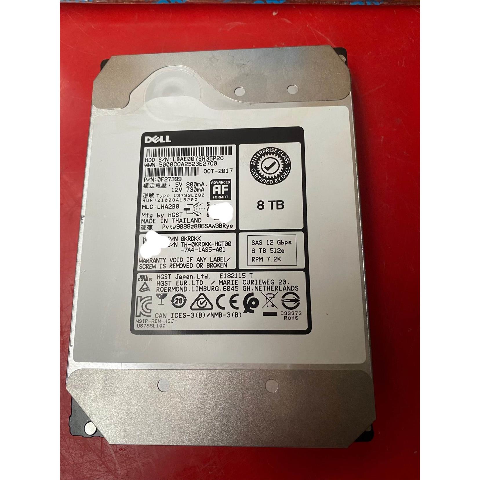 HGST 8t SAS坏盘，型号HUH721008AL520议价