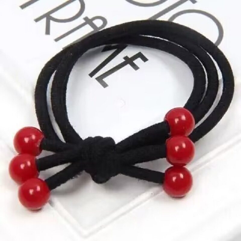 新款加粗彩珠成人高弹力皮筋清新简约马尾头发橡皮筋发圈头绳耐用