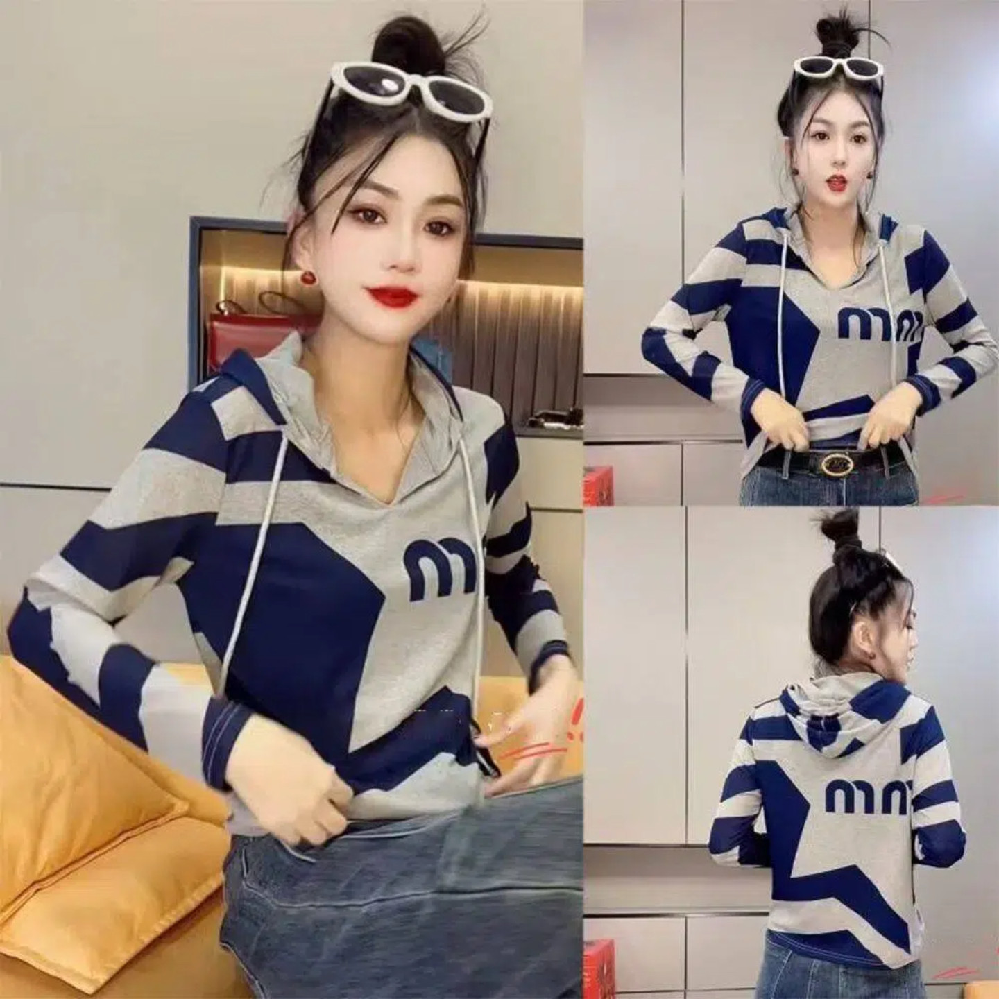 妈妈连帽长袖T恤衫女士春秋季爆款字母印花百搭遮肉显瘦上衣服潮,女装/女士精品,T恤,淘宝优惠券,粉丝福利购,淘宝优惠卷