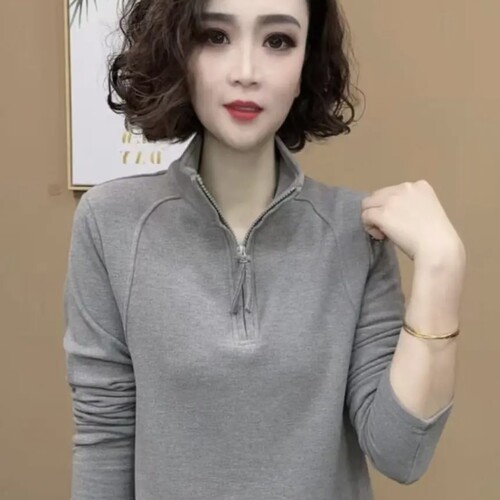 欧货双面德绒半拉链立领卫衣2026秋冬新款磨毛自发热内搭打底上衣
