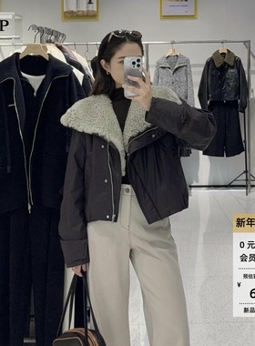 ariosea艾诺丝单官方旗舰店正品2025冬新款羊毛领羽绒服AR004163