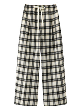 TTP家休闲裤2026春新品威尔士格纹抽绳高腰阔腿裤运动裤1PAT011