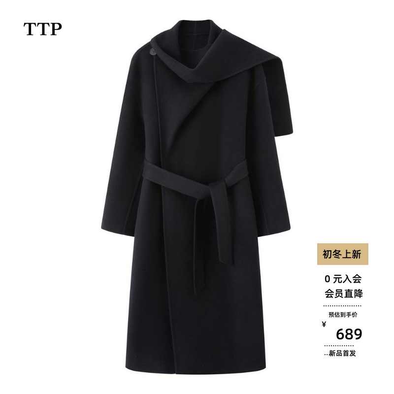 2025冬款围脖双面呢大衣女外套
