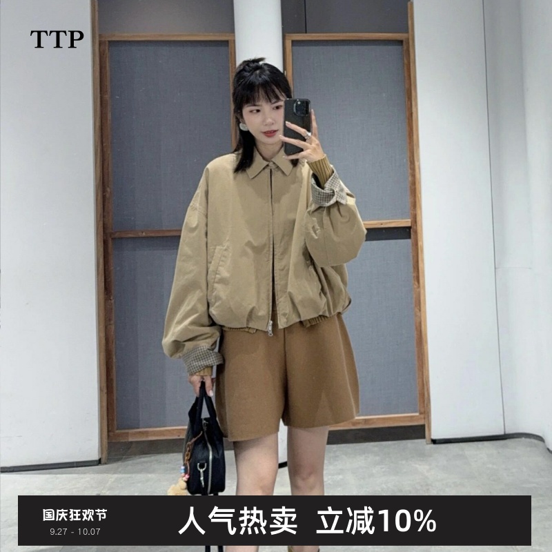 新品夹克翻领截短款外套