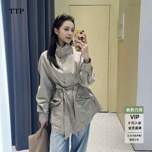 ariosea艾诺丝单官方旗舰店2026春款 立领风衣外套BR101136 中长款