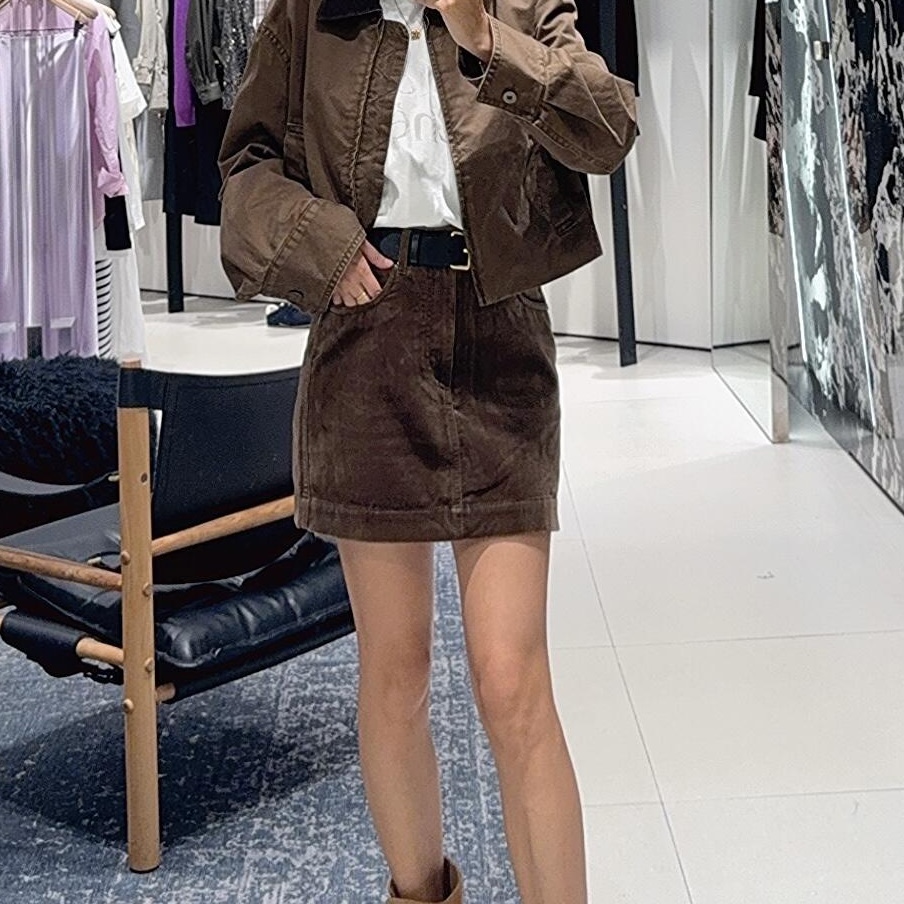 中腰直筒半身裙内置衬裤