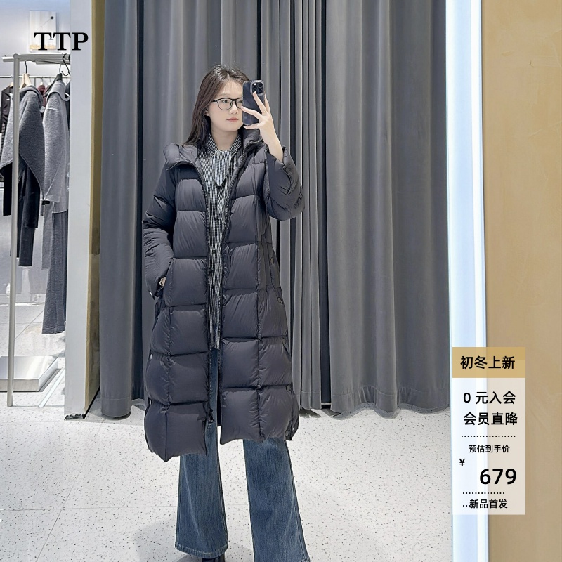 长款宽松连帽羽绒服女外套