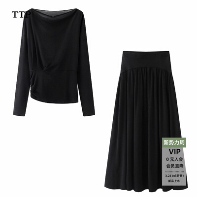 春新款百搭黑色针织衫