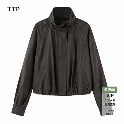 春款立领仿夹克短外套