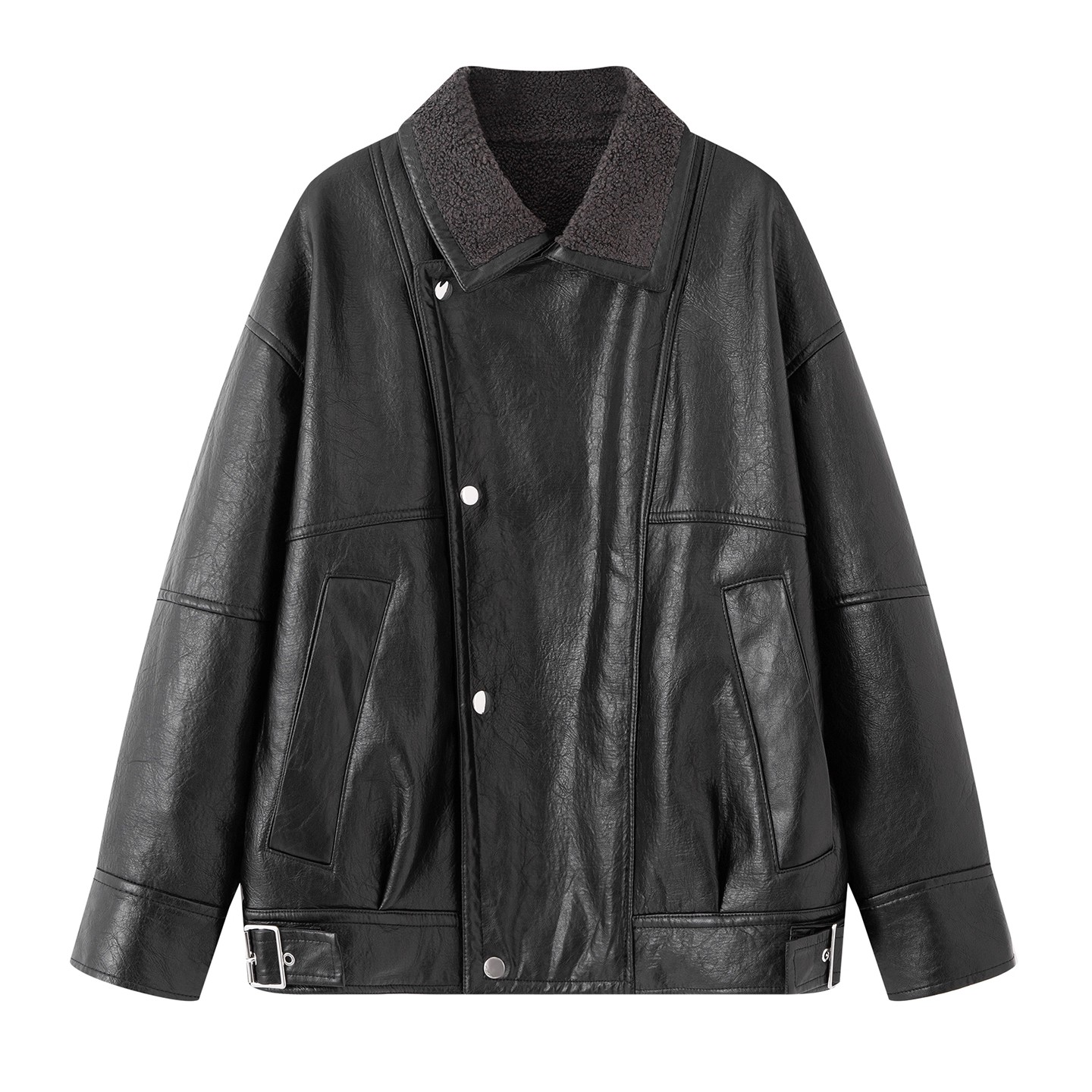 休闲加绒皮衣夹克外套女