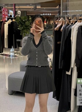 ariosea艾诺丝单官方旗舰店2026春款假两件V领挂脖针织衫BR801157