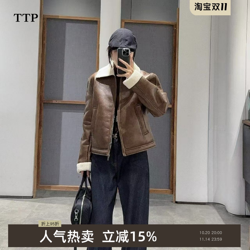 时髦复古保暖外套宽松夹克外套