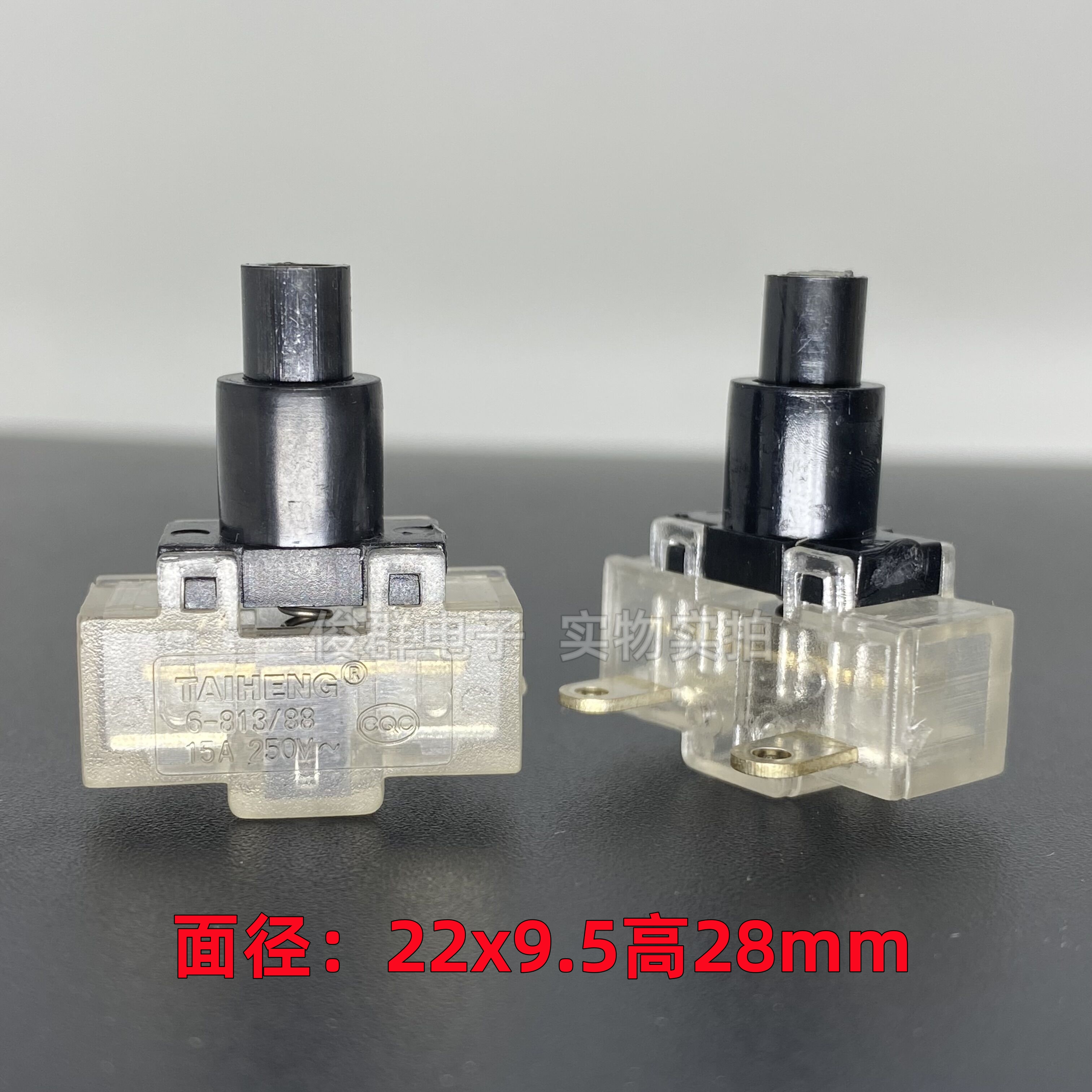 台湾TAIHENG 6-813/88自锁开关带锁2脚按键15A250V吸尘器电源按钮