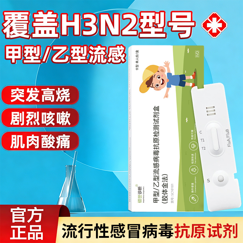 硕世甲乙流支原体三合一试剂盒流感病毒肺炎支原体试纸抗原检测盒