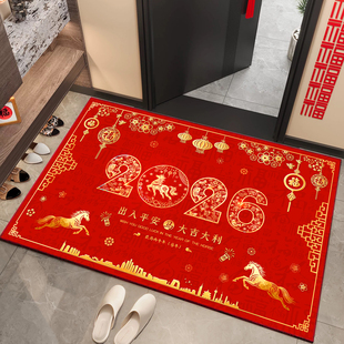 新年入户地垫2026新款 马年门垫红色喜庆进门地毯防滑入户门口脚垫