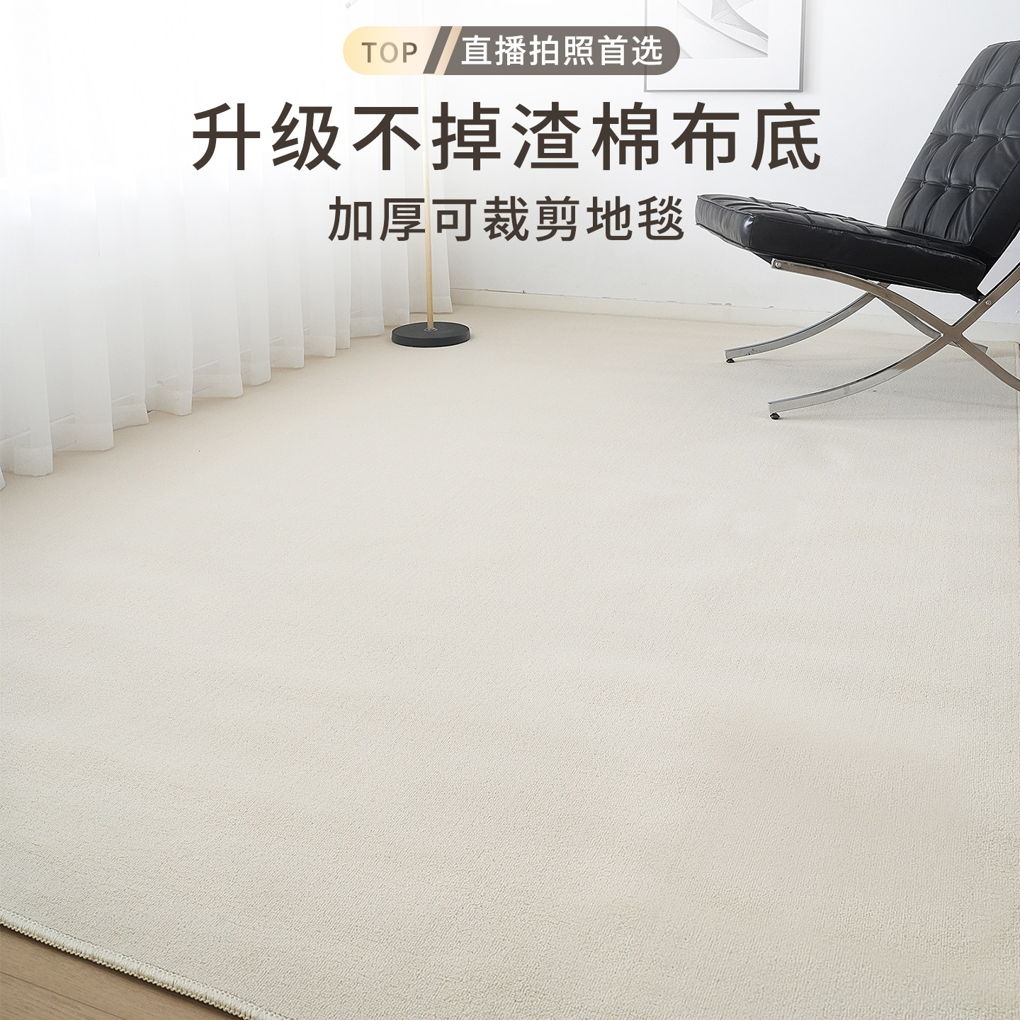 地毯米白可裁剪高级感客厅卧室地垫摄影棚直播间背景毯服装店地毯