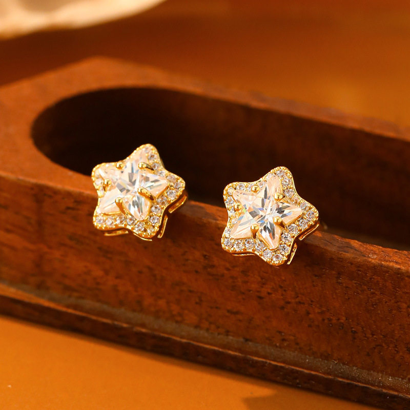 微镶五角星耳钉女高级感时尚轻奢风精美耳环,饰品/流行首饰/时尚饰品新,耳钉,淘宝优惠券,粉丝福利购,淘宝优惠卷