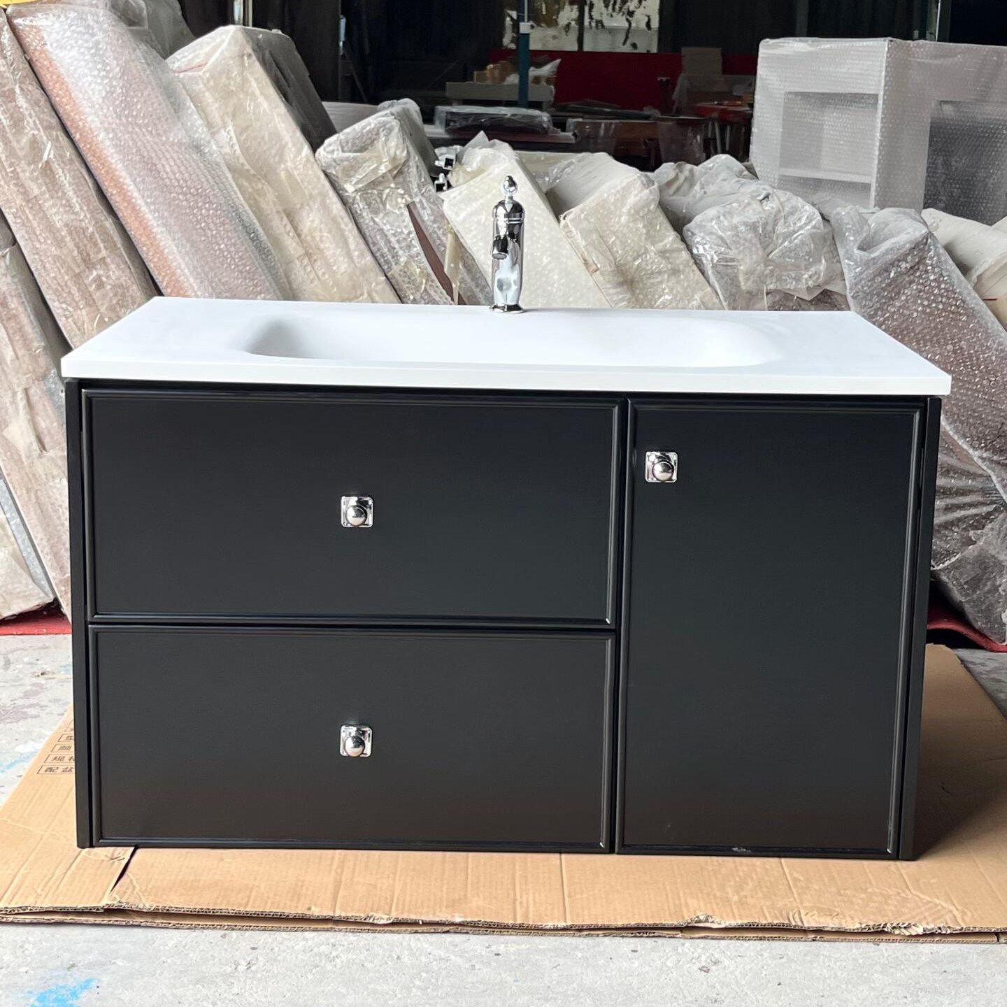 橡木烤漆法式复古风浴室柜组合陶瓷一体盆中古卫生间洗脸盆洗手池