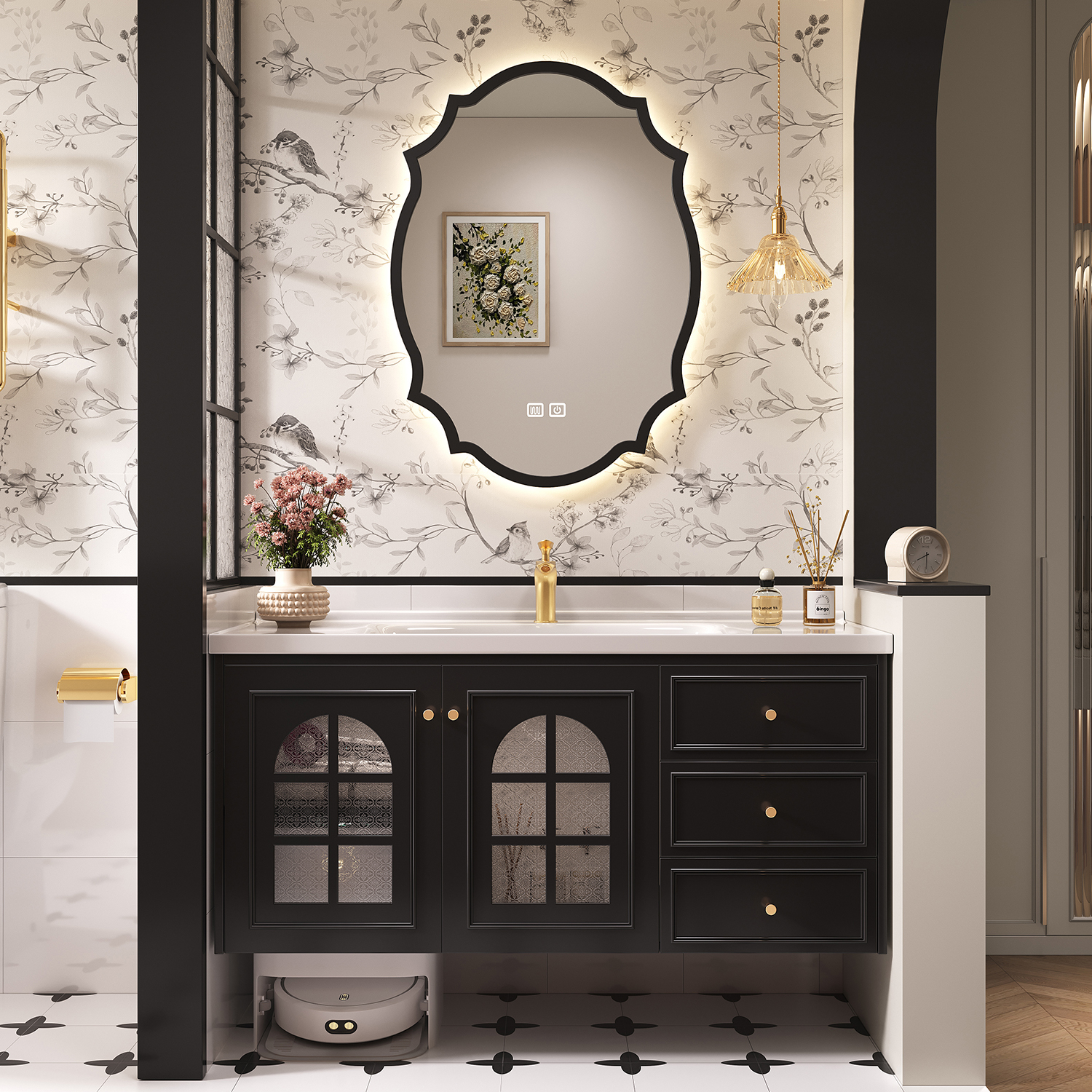 法式复古扫地机器人基站浴室柜