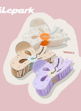 xilepark蝴蝶结抓夹可爱多巴胺发抓女原创新鲨鱼夹后脑勺发夹头饰
