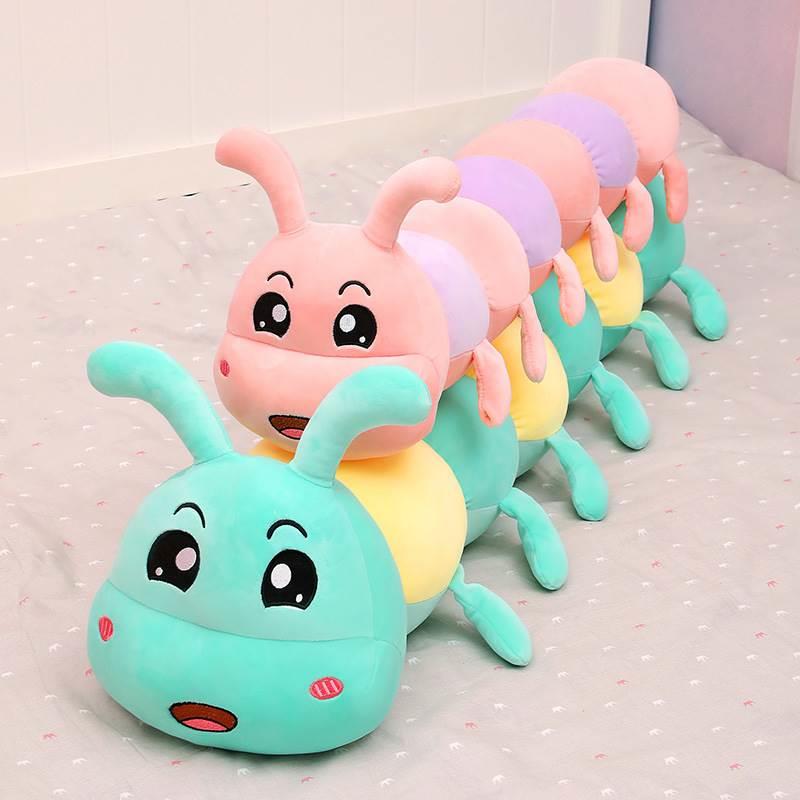 爆款卡通长条可爱萌萌的毛毛虫公仔玩具抱枕床上睡觉枕头