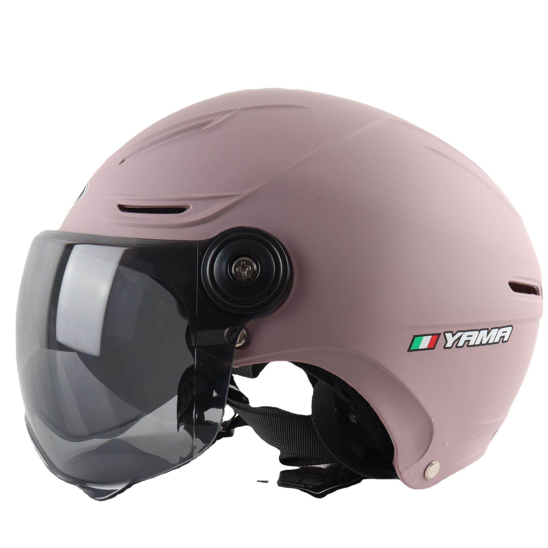 pc强化镜片电瓶电动车头盔灰夏季防晒半盔透气复古安全帽