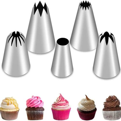 5 Pcs Stainless Steel Piping Nozzles Set - Cake Decorating T