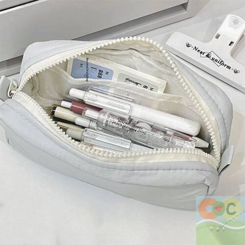 HUA Simplicity Solid Color Pen Bag Zipper Design Large Capac