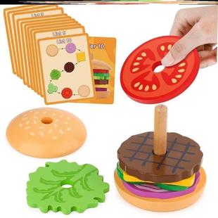 Montessori Wooden Burger Stacking Toys for Toddlers and Kids
