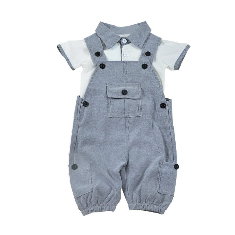 boy suit summer baby boy clothing set fashion lapel t-shirt