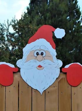 Wooden Christmas Fence Decoration Santa Clause Snowman DIY