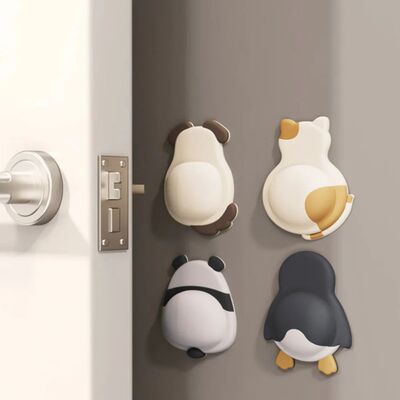 Pet Door Stopper 2/4PCS 3D Dog Cat Penguin Panda Anti Collis