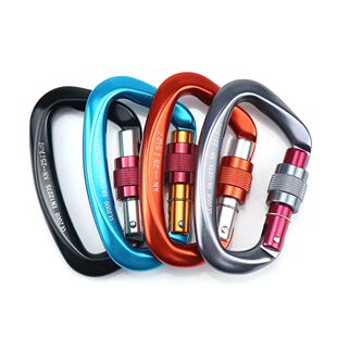 Rock Climbing Carabiner 25kN D-Shape Buckle Safety Screw