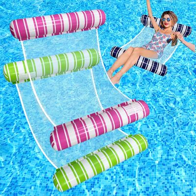 1pc Inflatable Cylindrical Striped Hammock, PVC Thickened Wa