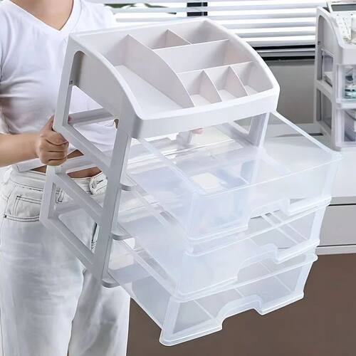 Multi-Layer Office Desktop Storage Box Cosmetic Organizer wi