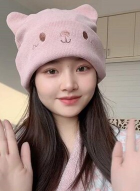 产妇月子帽防风加厚秋冬出院帽子产后护头女坐月子可爱针织包头帽