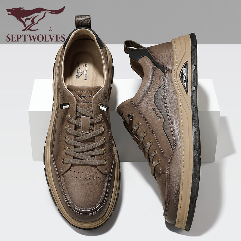 七匹狼男鞋真皮休闲板鞋男士春秋新款鞋子男款复古厚底增高工装鞋,流行男鞋,休闲板鞋,淘宝优惠券,粉丝福利购,淘宝优惠卷