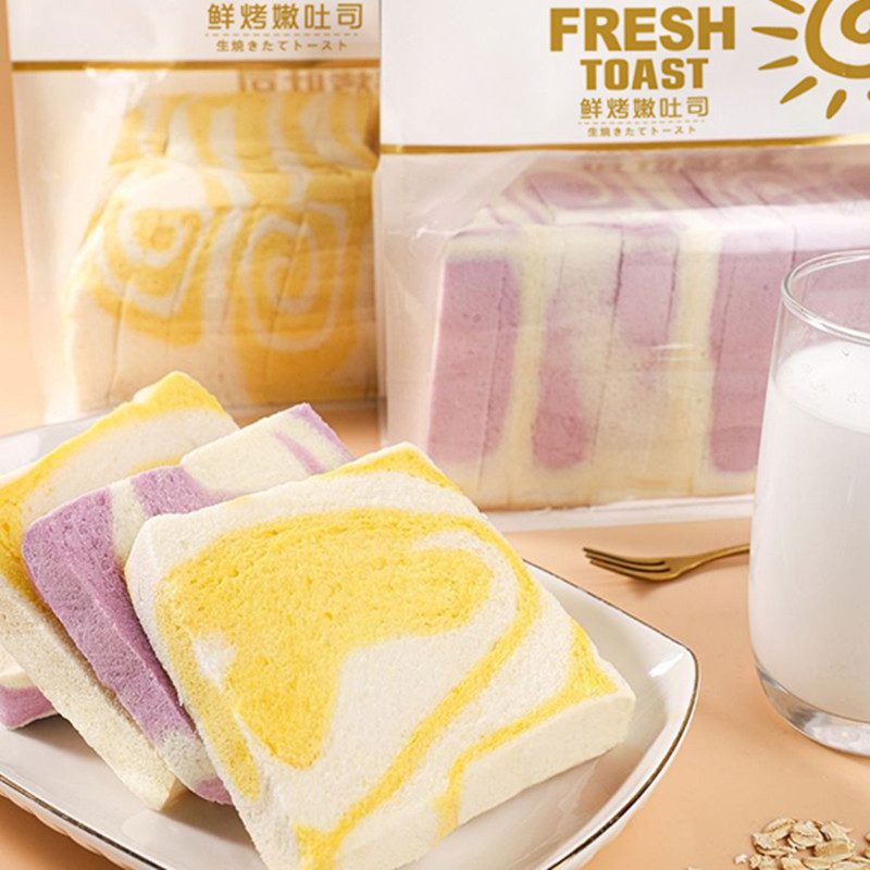嘴巴驿站暖芯吐司香芋味无边吐司超软面包片代餐早餐自制三明治网