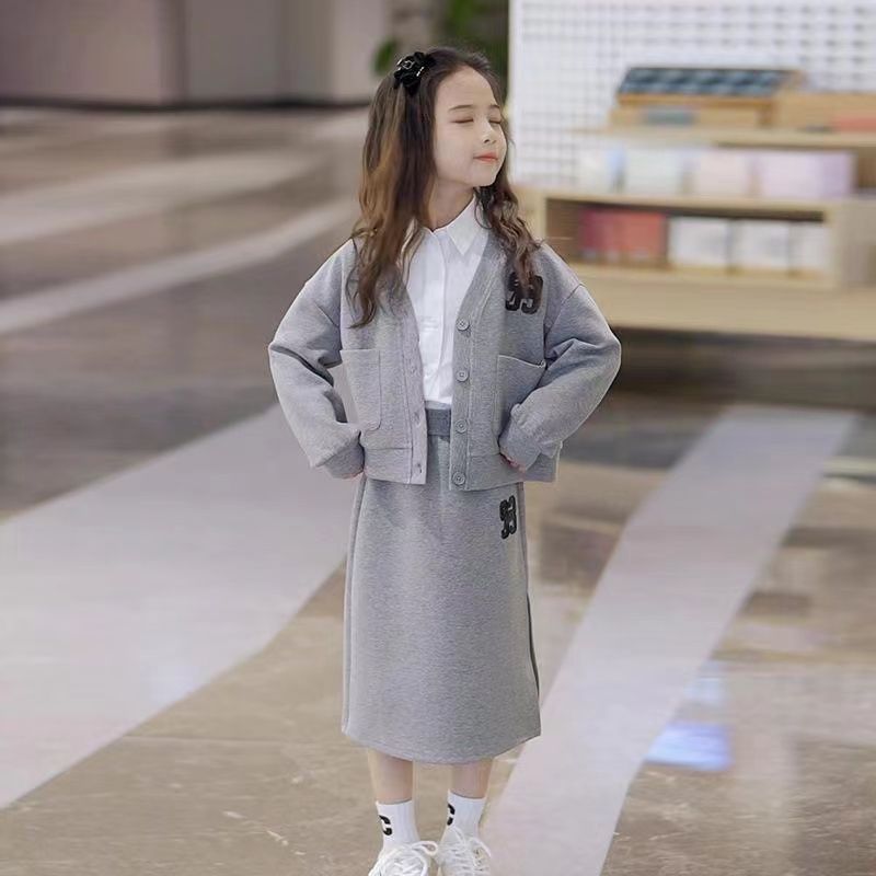 女童套装裙子春装2025新款韩版洋气儿童外套半身裙女宝宝两件套
