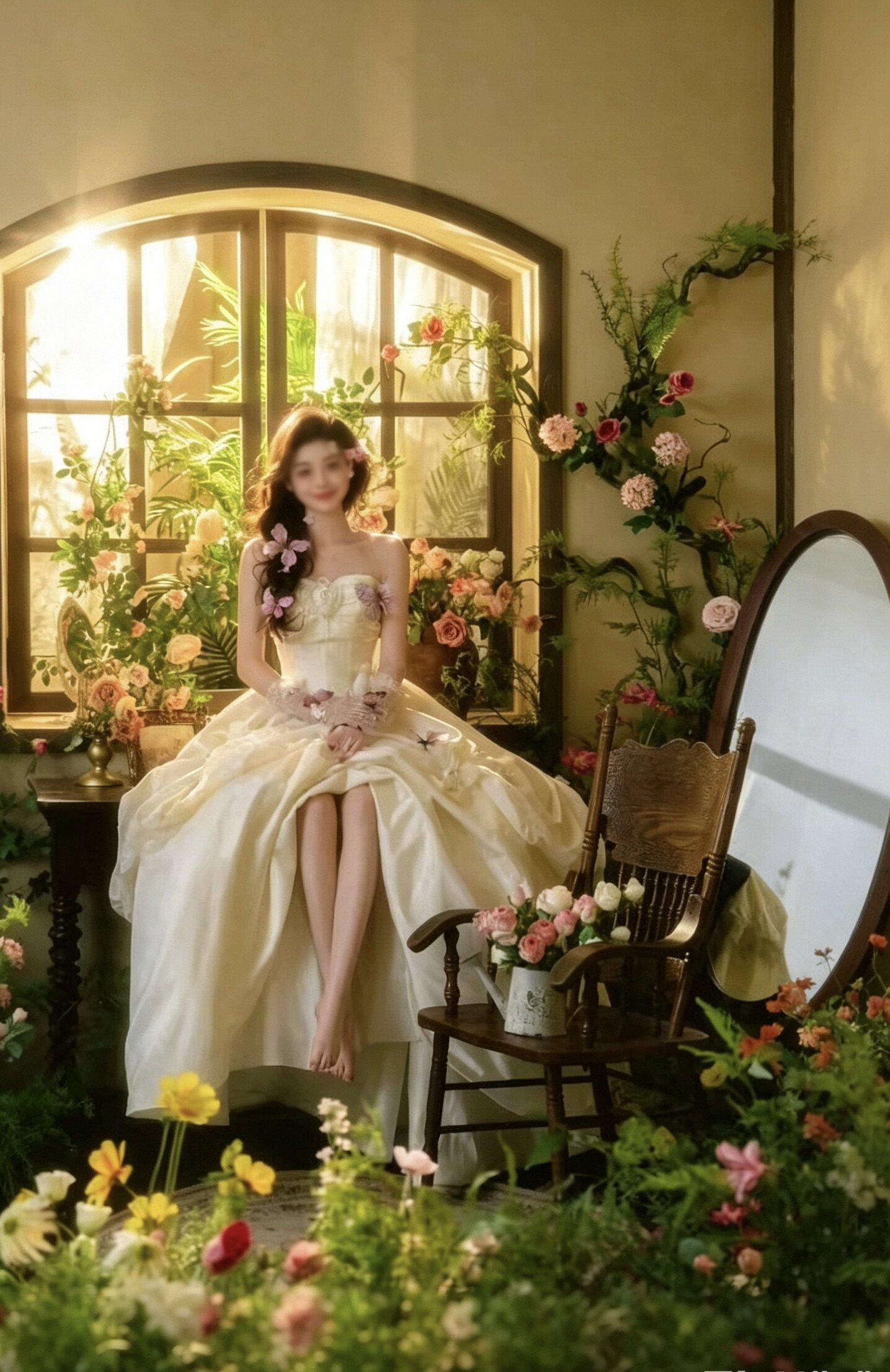 侘寂风少女写真拍照背景布油画肌理斑驳墙体婚纱摄影直播间背景墙