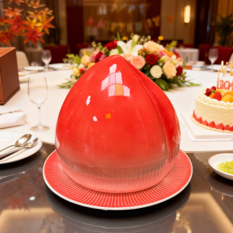 陶瓷寿桃中式寿宴餐具餐厅生日宴凉菜盘创意长寿面生日意境菜摆盘