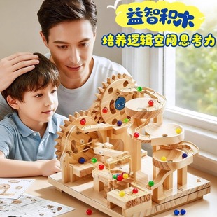木制拼装 轨道积木模型滚珠弹珠益智动脑培养思维儿童孩子男孩送礼