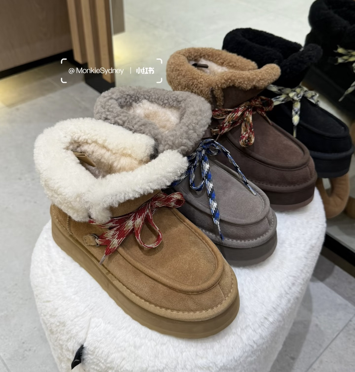 适配ugg雪地靴圣诞节深蓝色德训鞋千鸟格纹鞋带三叶草samba鞋绳子图片