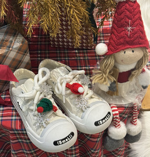 可爱圣诞帽毛绒闪亮雪花配饰鞋扣适配ouder大头鞋diy装饰鞋带扣