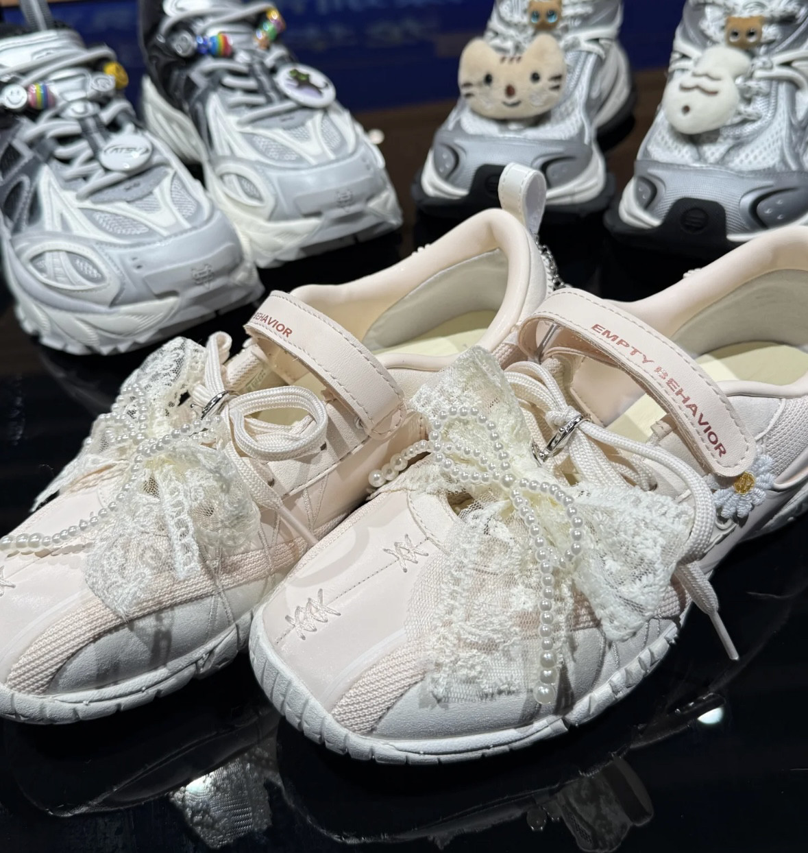 蕾丝珍珠蝴蝶结鞋花配饰适配冠军新款凉鞋玛丽珍鞋韩感少女芭蕾风图片