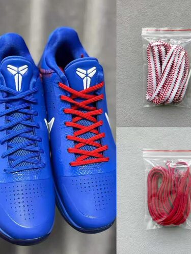 适用Nike Kobe 5道奇红白条纹鞋带科比5皇家蓝篮球鞋红色原装鞋带
